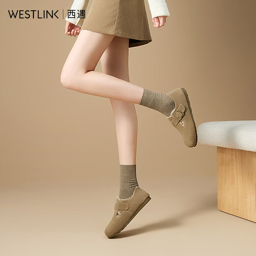 Xiyu all-inclusive Birkenstock shoes for women plus velvet 2025 winter new soft-soled cotton shoes warm one-foot furry shoes card color 38 (240mm)