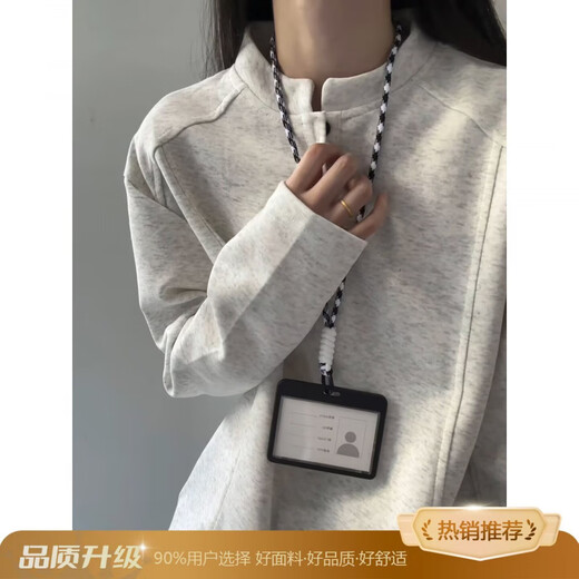 Yiqun cleanfit splicing deconstructed long-sleeved t-shirt sweatshirt for men in autumn Henry collar heavy right shoulder inner layering shirt for men white gray XL recommended 120-140Jin Jin equals 0.5 kg