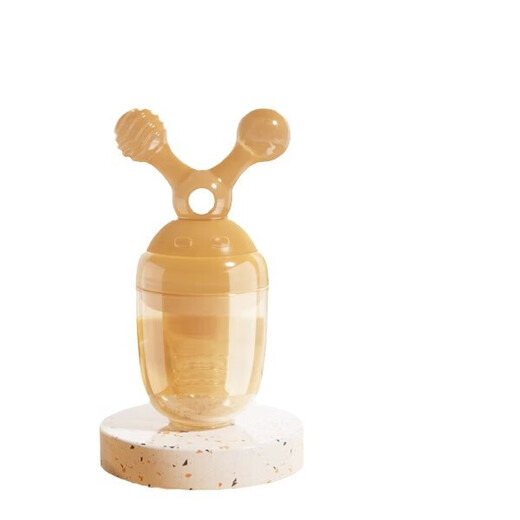 Full silicone bite bag baby fruit food supplement fruit and vegetable bite bag baby eating fruit supplement teething gel light brown
