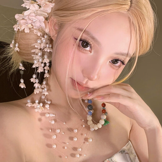 Fan Shengyu lily of the valley flowers tassel hair clip new retro new Chinese style flower hair accessories ancient style cheongsam bride head flower accessories lily of the valley flowers tassel hair clip