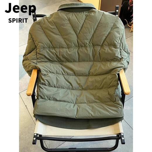 JEEP SPIRIT Diamond Plaid Light Thin Cotton Jacket Men's Winter Shirt Collar Fake Two-Piece Jacket Pian Shuai Army Green Jacket Men Black M 90-115Jin Jin is equal to 0.5 kg
