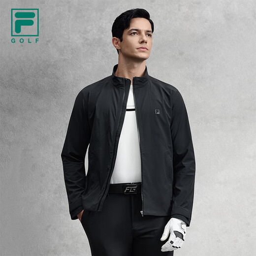 FILA Official Men's Woven Jacket 2025 Winter New Golf Sports Leisure Waterproof Jacket Dark Black-BK M 170/92A/M