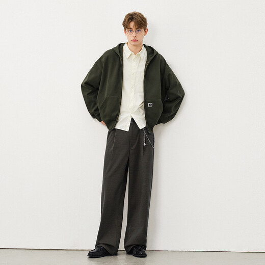 714street high-density anti-pilling henley collar sweater for men 2025 autumn and winter off-shoulder loose knitted sweater top dark green XL