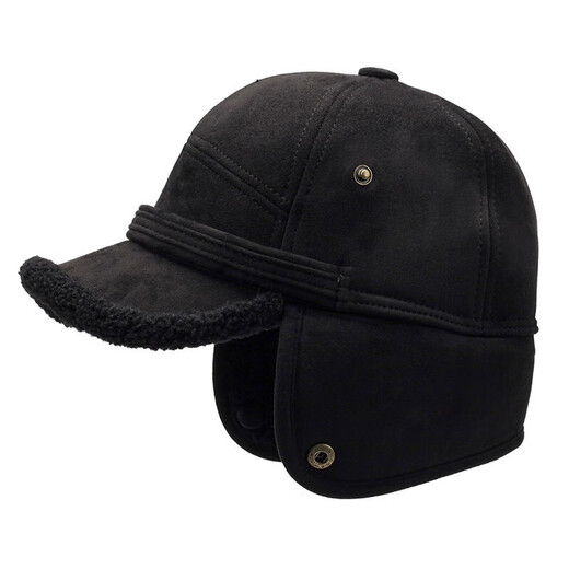 Autumn and winter new warm Lei Feng hat for men and dad, outdoor leisure thickened velvet hat for middle-aged and elderly people, ear protection hat, outer-fur old man hat - striped gray