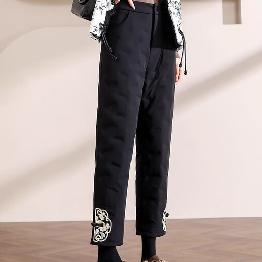 Mad Cortes Light Luxury Down Pants Women's Outerwear Western Style Winter 2025 New Fashion National Style Thickened Straight Winter Warm Pants White M Recommended 101-110Jin Jin is equal to 0.5 kg