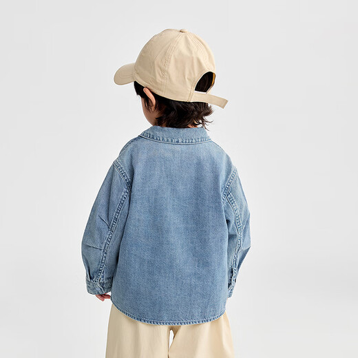 BALABALA Shopping mall same style baby shirt long sleeve denim jacket boys top 2025 new autumn clothing denim light blue 88101 80
