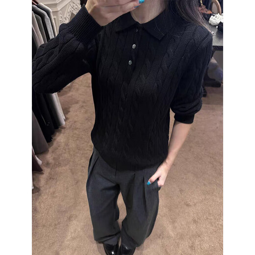 Muwei old money style Henry shoulder sweater men's autumn new retro polo collar cable knit bottoming top shirt gray XL recommended 130-150Jin Jin equals 0.5 kg