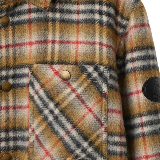 BURBERRY New Year's gift Burberry FW25 plaid wool lapel long-sleeved single-breasted cotton coat, men's beige S