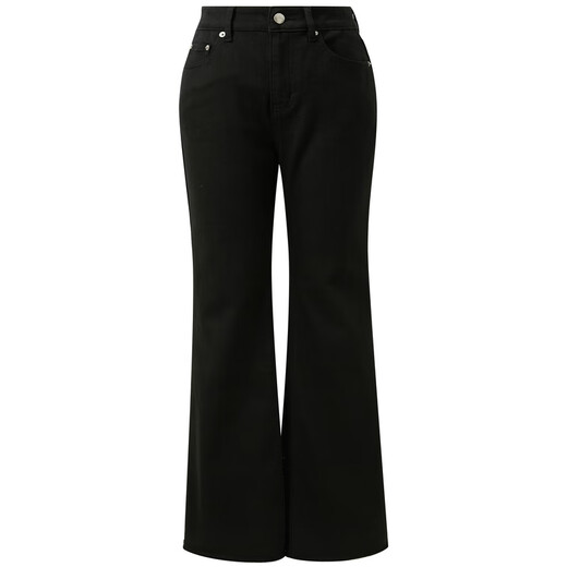 Sancai 2025 new winter style slightly flared black pants high waist raw edge flared jeans denim trousers slim and simple M