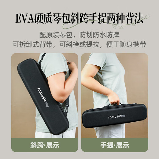 Romusic mouth organ, 37-key EVA hard-packed mouth organ for primary school students, children's beginner playing instrument, black