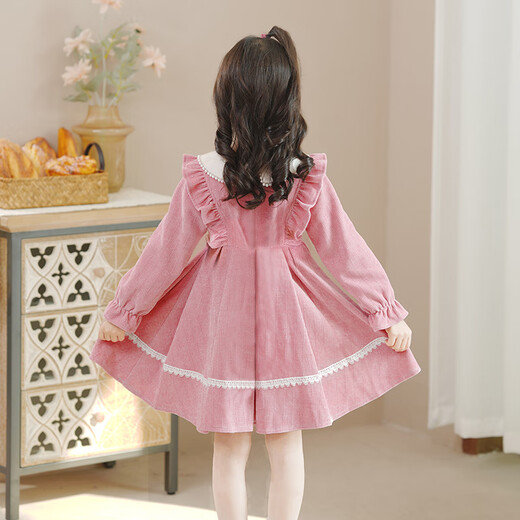 Piggy Banner (PEPCO) girls dress winter plus velvet winter girl clothes fashionable children princess skirt winter pink 110