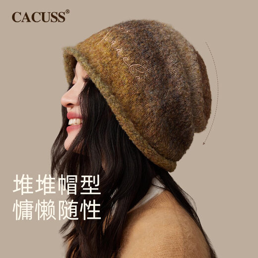 CACUSS Hat Women's Autumn and Winter Pile Hat Women's Knitted Hat Cold Hat Warm Woolen Hat Women Qingcen