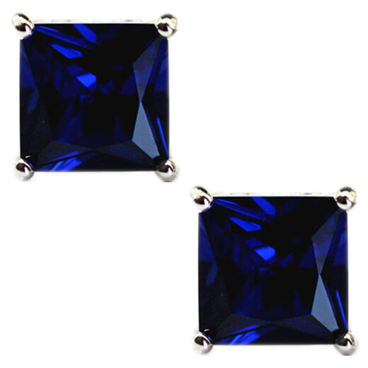 Yuze princess square tanzanite sapphire earrings for women, Korean fashion simple sterling silver jewelry, colorful treasures, hypoallergenic, main stone 7X7mm