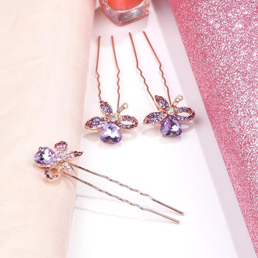 Nayiyaxi mother-in-law's updo hair headband, married mother's new Chinese hair headband, pearl rhinestone hair comb, hairpin, bridal jewelry, gypsophila, pink pins, 4 pack