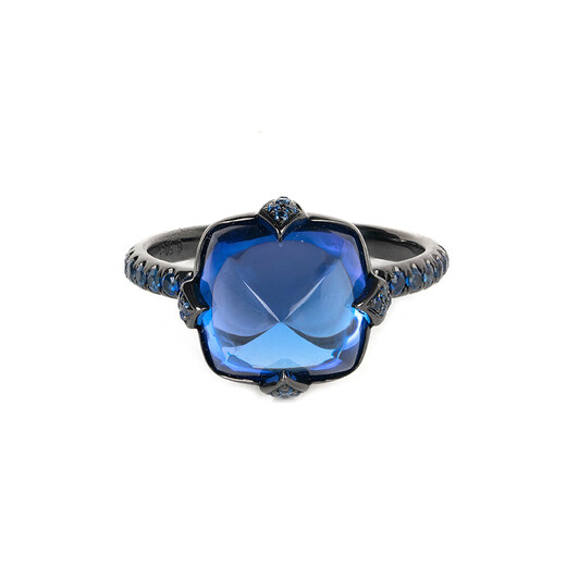 Tanzanite Black Gold Ring Dark Sugar Tower Tanzanite Blue Hao Stone Ring Fashion Niche Creative Trend Opening Adjustable