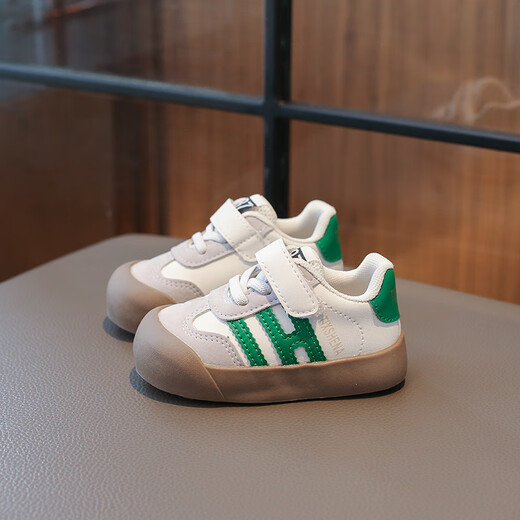 Terranis Leather Toddler Shoes 2025 Autumn and Winter Infants and Toddlers 0-1-3 Years Old Boys' Shoes Moral Training Shoes Women 4 Green Leather 20_Inner Length 14.0cm