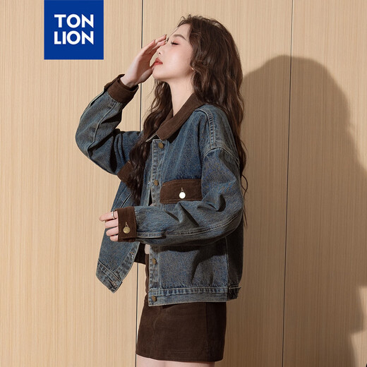 Tang Shi [TJ] AUTUMN HIGH STREET Hot Girl Small Coréen Version de la veste en jean polyvalente