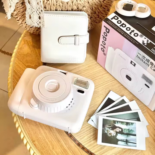 POPOTO instant camera one-time imaging MINI photo paper instant school gift camera commemorative ccd student camera Yunduo white instant + full accessories + 10 pieces of Fuji mini photo paper