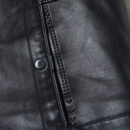 Dibinze large size winter men's velvet thickened lapel leather jacket for middle-aged and elderly people to prevent cold and warm leather jacket, brown XL