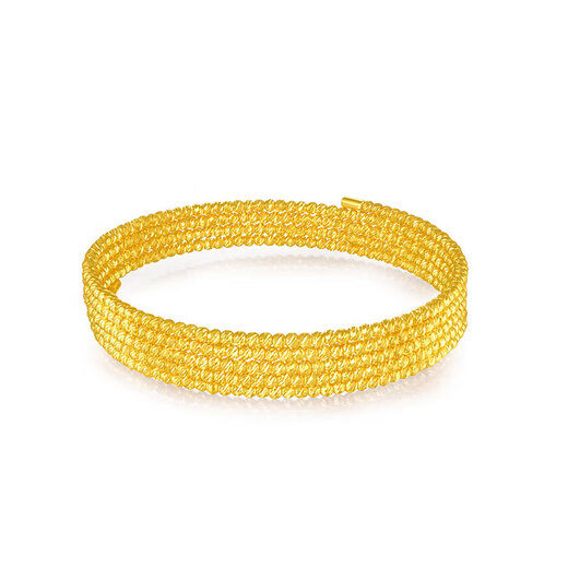Yuanyang Jinlou pure gold 999 five-circle bouncy bead bracelet gold 5G fashion flash bracelet holiday birthday gift for wife five-circle bouncy bead bracelet net gold weight about 9.4g