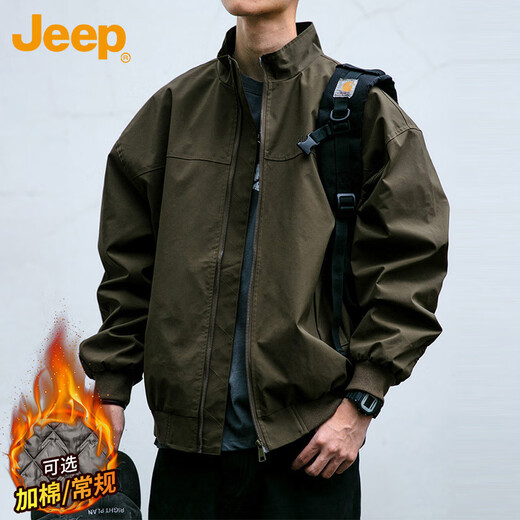 JEEP Jeep Jacket Men's Jacket Autumn and Winter Stand Collar Executive Casual American Clothing Men's Army Green 2XL