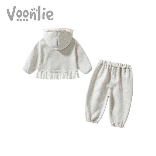 Fanlie VOONLIE Girls Suit Autumn 2025 New Children's Style Little Girl Clothes Baby Jacket Pants Three-piece Set Spring and Autumn Gray 80 cm