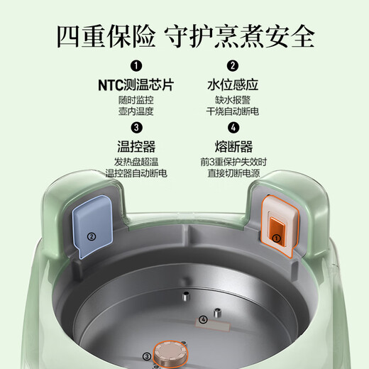 Beiding health kettle all-glass kettle self-operated multi-functional stew kettle teapot one-piece office household thermostatic kettle electric kettle 1.2L FK571 small goose yellow