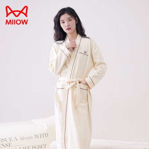 Cat man nightgown for women in spring and summer [pure cotton bathrobe] long-sleeved 2025 new four-season wearable large size mid-length morning robe
