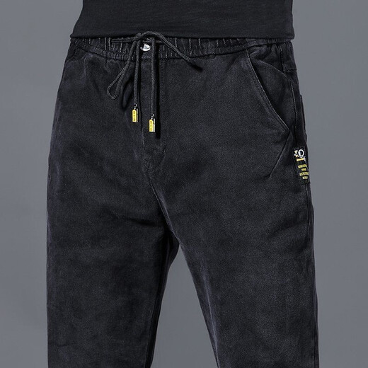 Lookout summer jeans men's thin elastic waist jeans men's loose elastic harem pants spring and autumn summer new thin K433 gray [high elastic] L [105-120]
