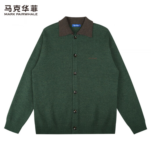 Mark Huafei wool cardigan lapel sweater for men 2025 autumn and winter new casual sweater jacket 2010 dark green 514 L 175