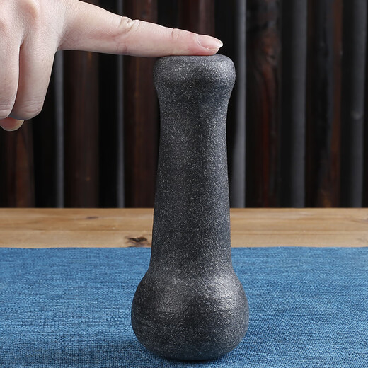 Shijin stone mortar large natural black gold stone garlic pounder old-fashioned stone mortar household grinding and pounding medicine jar peeling garlic and pressing garlic outer diameter 13cm