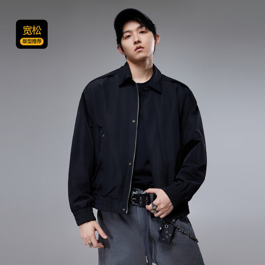 CABBEEN memory fabric jacket men's studded decorative lapel workwear casual plus velvet thickened winter shortboard jacket