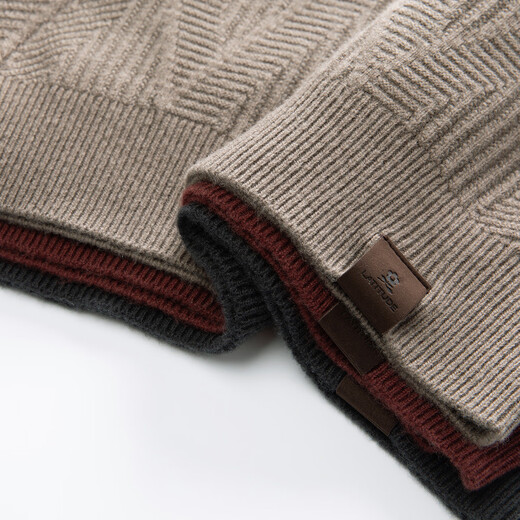 MONTAGUT New Year's Eve Men's Wool Sweater Soft, Comfortable and Skin-Friendly Casual Knitted Sweater Khaki M