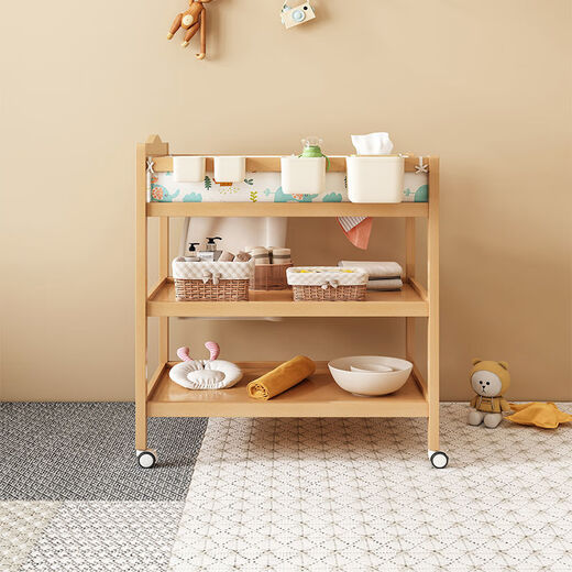 Songchao Aijia solid wood diaper table multi-functional removable baby care table newborn baby touch table diaper changing artifact all beech wood three-layer regular model + cotton pad