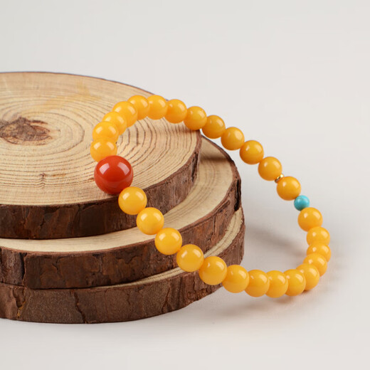 SHE CENTURY Natural Chicken Fat Yellow Beeswax Bracelet National Trend Bracelet Gift 6MM Beeswax (866980) 6MM Beeswax