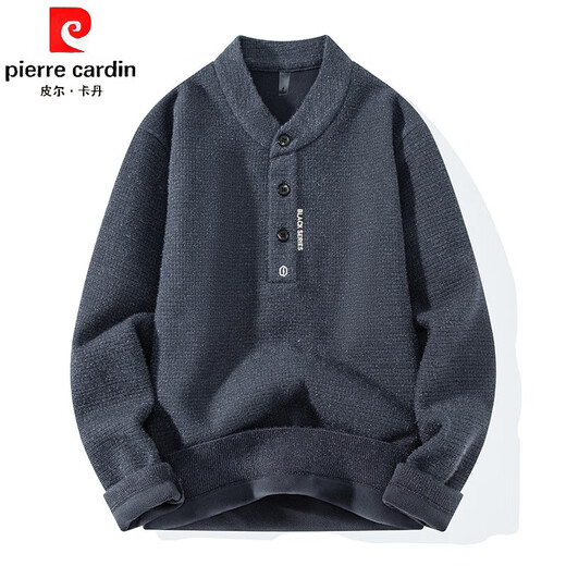 Pierre Cardin sweater men's autumn and winter velvet thickened bottoming sweater men's Henry collar warm inner sweater top Mi Xing M