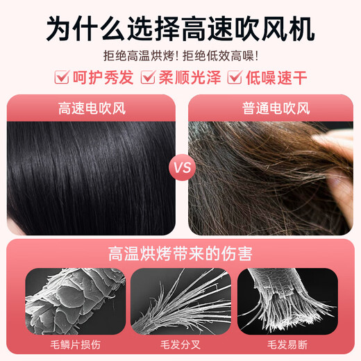 National 3C certification丨4.5 billion negative ions for hair care Leafless high-speed hair dryer household silent high-power hair dryer constant temperature hair dryer quick-drying Huaqiangbei Sunset Rose-Official top version丨4.5 billion hydrating negative ions constant temperature hair care 2025 new style丨Top version 1 1 version 1.8 meters long gift box