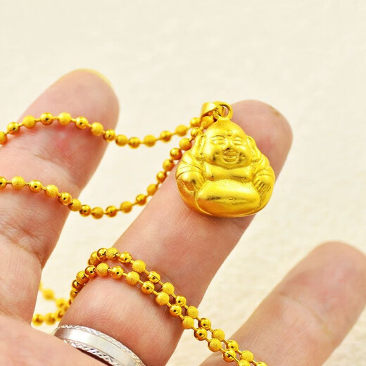 Half grain of 18K gold peace Buddha necklace, non-fading jewelry, versatile female delicate necklace, solid counter gift