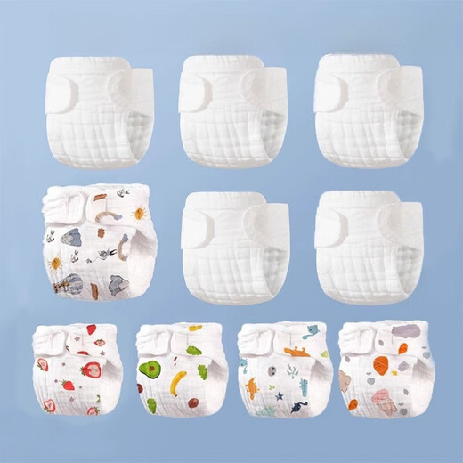 Diaper pure cotton newborn baby washable baby gauze diaper mustard seed pocket cloth ring pants diaper 7A antibacterial 3 pack random color S size recommended 0-10 Jin Jin equals 0.5 kg baby