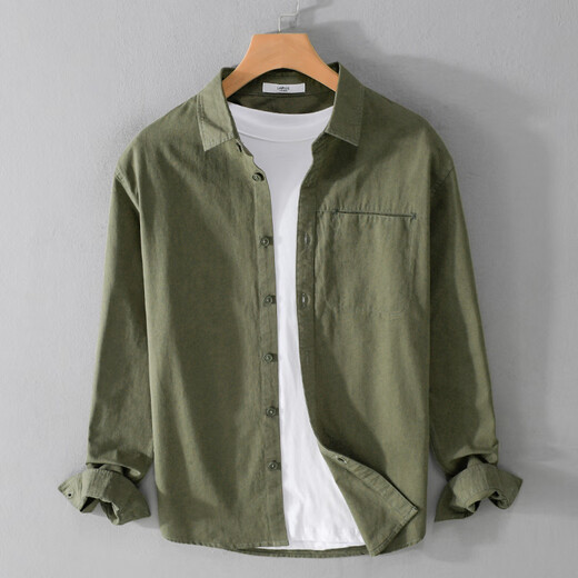 AEMAPE American Apple high-end long-sleeved shirt for men 2026 spring and summer new cotton shirt jacket Japanese workwear top for men 9647 khaki long-sleeved shirt XL size 125-145Jin Jin equals 0.5 kg