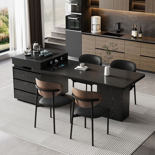 Suzhan island table light luxury minimalist coffee table multi-functional retractable all-in-one office home small apartment slate dining table island table 60cm (total length 1.65m-1.9m) island table dining table (ordinary socket)