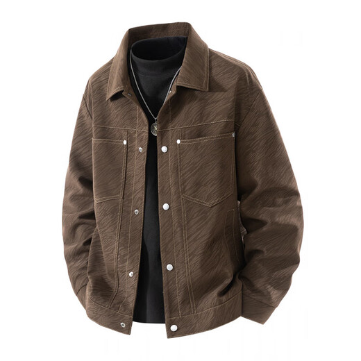 JEEP SPIRIT American retro men's jacket 2025 spring and autumn new trendy casual lapel versatile workwear tops for men L37 black XL suitable for 145Jin Jin equals about 0.5 kg