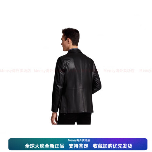 SATCHI Solid Color Suit Collar Single Breasted Long Sleeve Leather Jacket Men's Black New Year Gift Black One Size 54