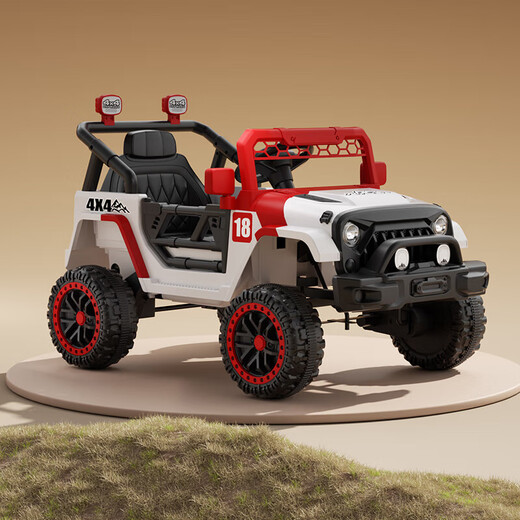 2025 new children's four-wheel electric vehicle off-road vehicle can seat men and women, children's remote control car for babies 1-3 years old, standard white and green, dual drive + 4.5A + plastic wheels + plastic seat