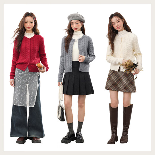 MJ STYLE twist cardigan short skirt suit for women early autumn 2025 new high-end sweater pleated skirt complete set
