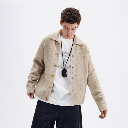 NVG YOUNG Italian dinghy men's and women's same style wool knitted cardigan autumn and winter lapel loose casual sweater men's jacket