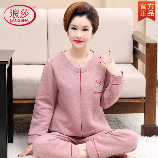 Langsha Pajamas (Langsha) Femmes de coton pur et hiver en coton pur mince en coton Tapis de maison Les mères d'âge moyen et âgées peuvent porter un costume à sandwich à l'extérieur de 12107 m [80-100jin recommandé [Jin est égal à 0,5 kg]]]