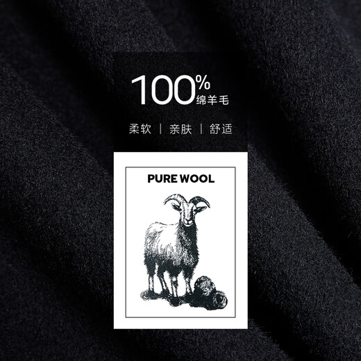 JACK&JONES men's autumn woolen coat pure wool daily commuting single-breasted loose long-sleeved coat 225427016 E40 black L (180)