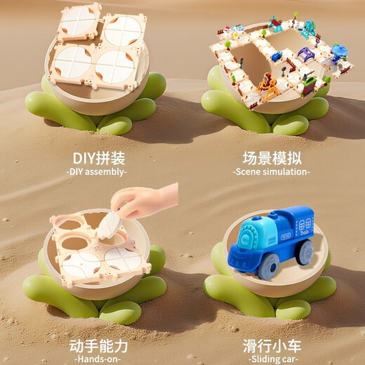 DADDY GUARD children's toys DIY puzzle assembly rail car electric locomotive birthday gift for boys and girls 2-8 years old 4 major themes - free small train 125pcs + exquisite hand-held gift box DIY puzzle assembly 2-3-5-7-8 years old