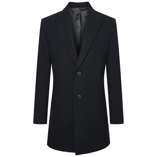 Angel Bird mid-length woolen coat men's business casual pure wool coat KEBS253031U Obsidian Black L-48